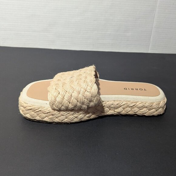 Torrid Jute Raffia Woven Platform Slides W 7 - Picture 2 of 10